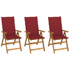 Garden chairs 3 pcs foldable with cushions solid acacia wood