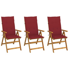 Tuinstoelen 3 st inklapbaar met kussens massief acaciahout