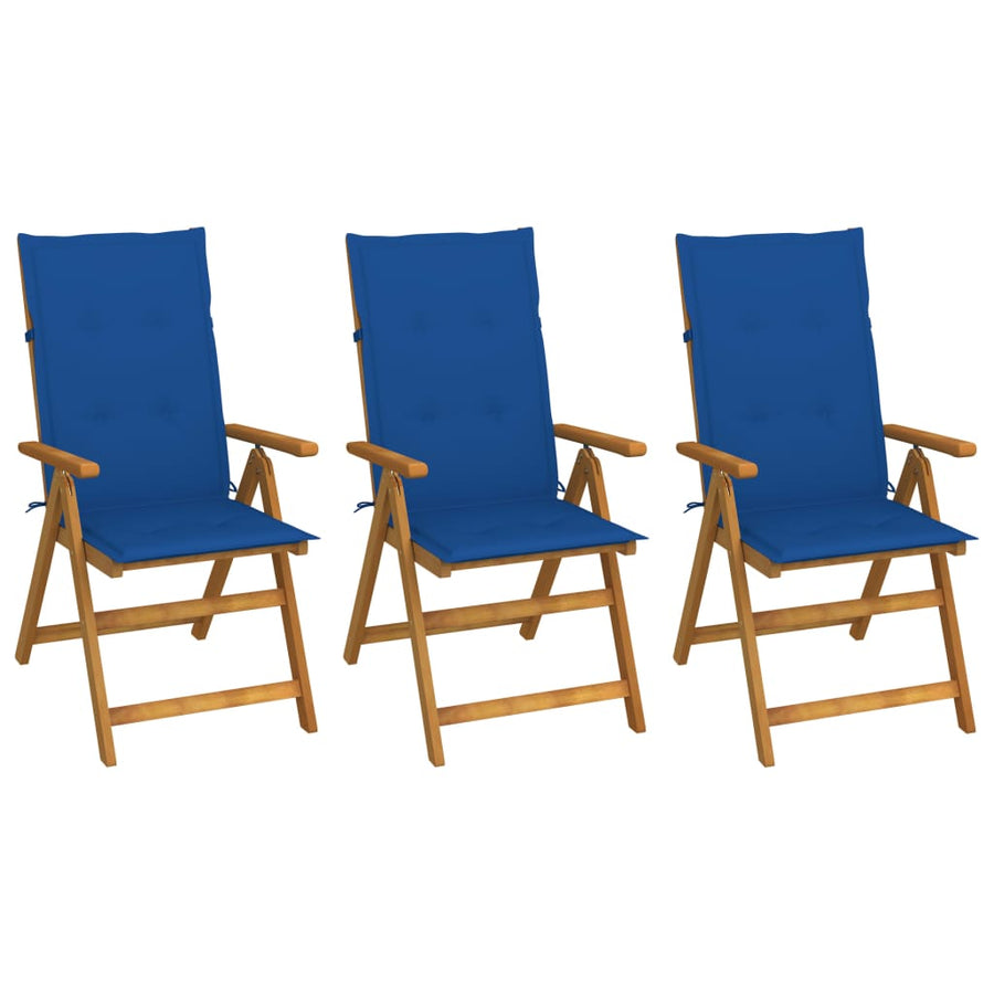 Tuinstoelen 3 st inklapbaar met kussens massief acaciahout