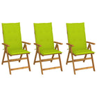 Garden chairs 3 pcs foldable with cushions solid acacia wood