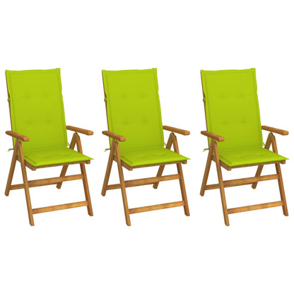 Tuinstoelen 3 st inklapbaar met kussens massief acaciahout