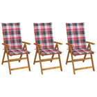 Garden chairs 3 pcs foldable with cushions solid acacia wood