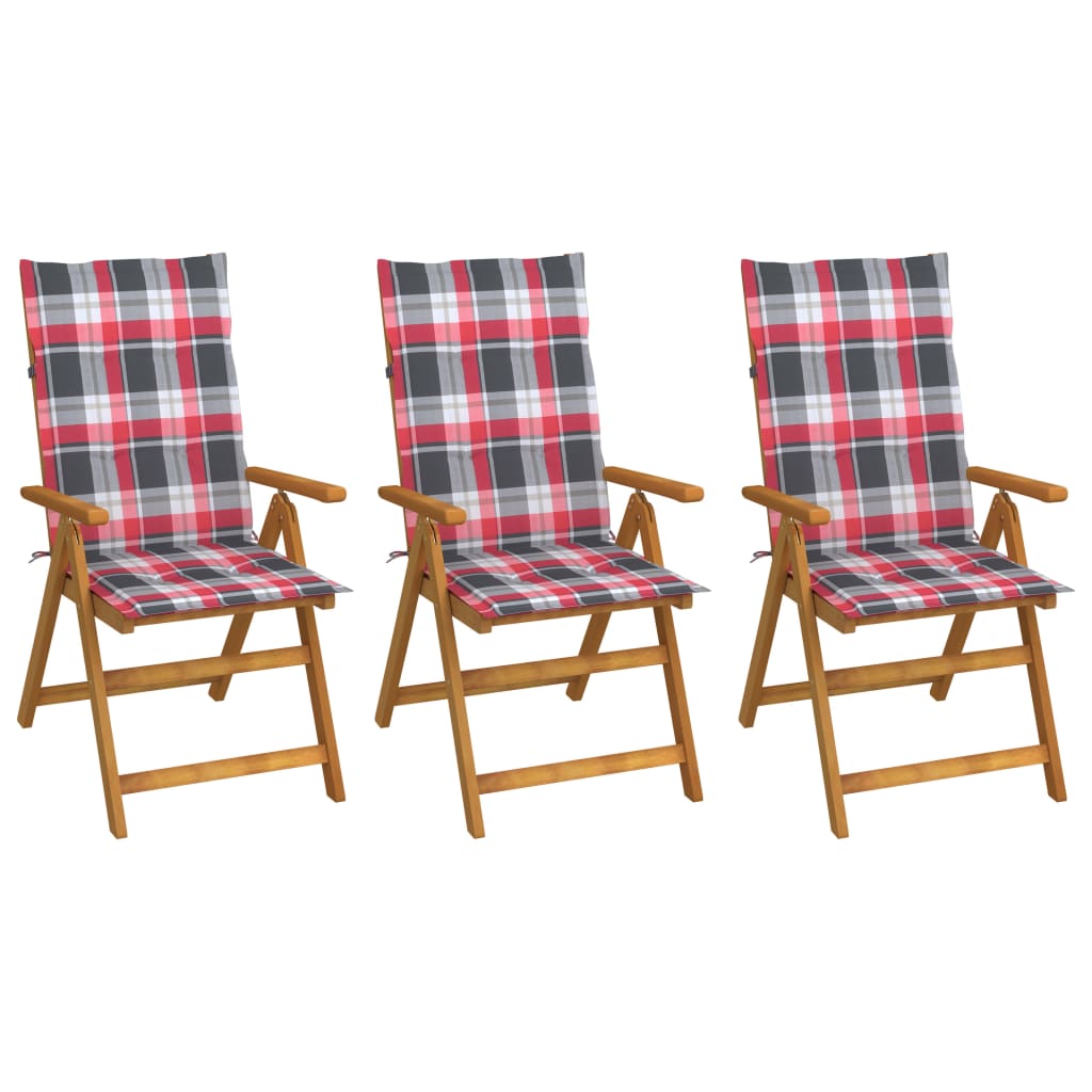 Tuinstoelen 3 st inklapbaar met kussens massief acaciahout