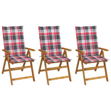 Tuinstoelen 3 st inklapbaar met kussens massief acaciahout