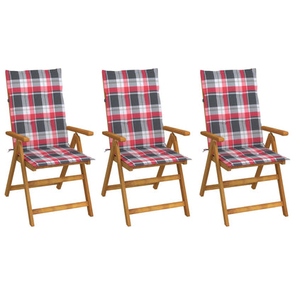 Tuinstoelen 3 st inklapbaar met kussens massief acaciahout
