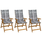 Garden chairs 3 pcs foldable with cushions solid acacia wood