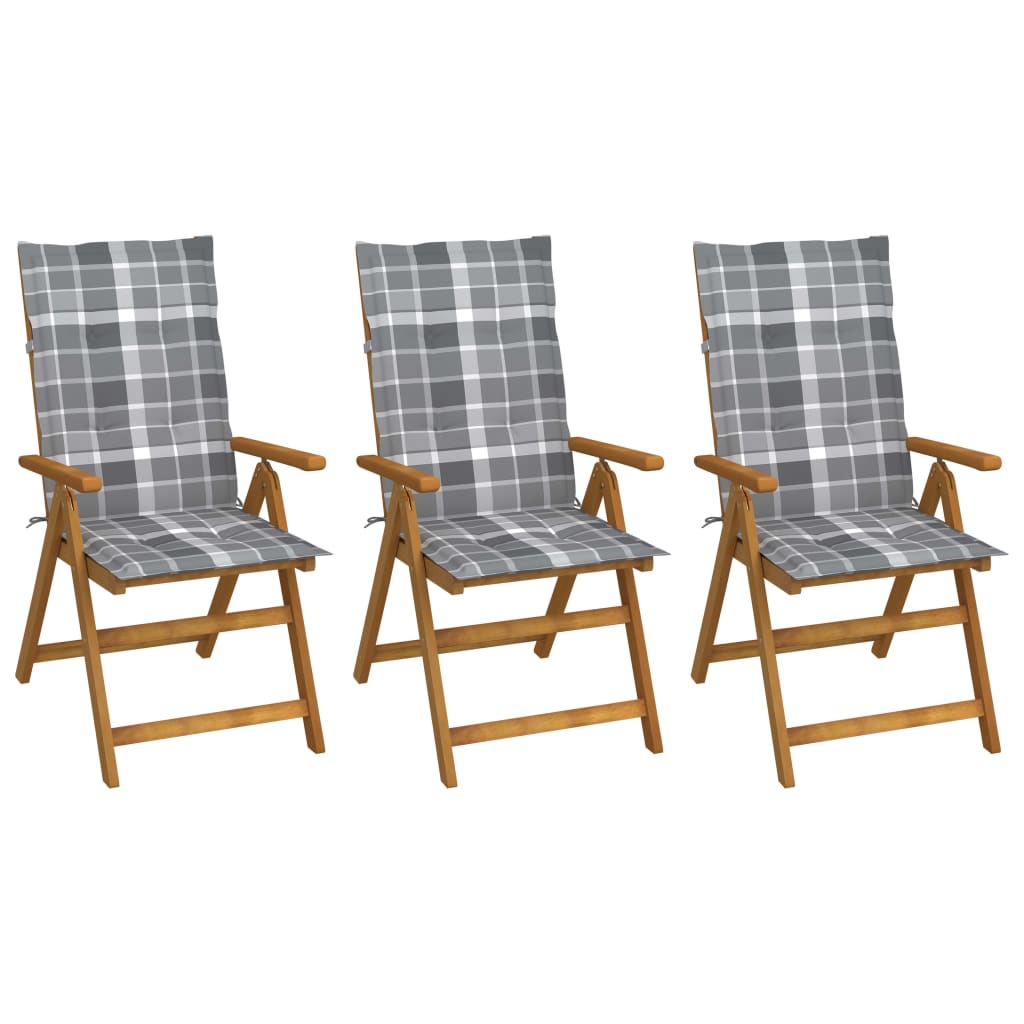 Tuinstoelen 3 st inklapbaar met kussens massief acaciahout