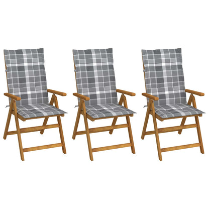 Tuinstoelen 3 st inklapbaar met kussens massief acaciahout