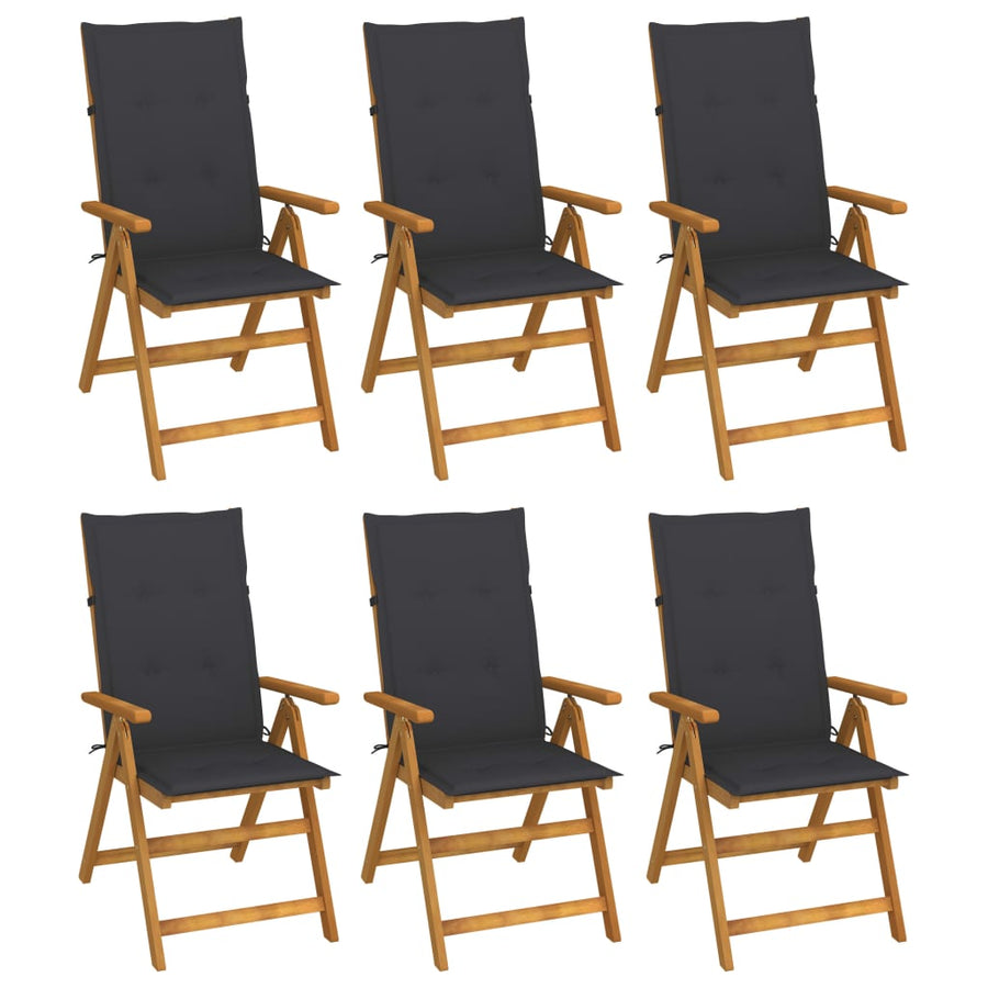 Tuinstoelen 6 St Inklapbaar Met Kussens Massief Acaciahout 120 x 50 x 3 cm Antraciet