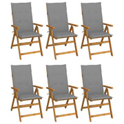 Tuinstoelen 6 st massief acaciahout inklapbaar met kussens