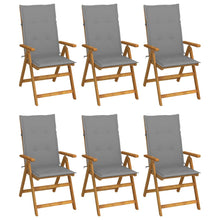 Tuinstoelen Inklapbaar Met Kussens Massief Acaciahout Grijs 6 120 x 50 x 3 cm