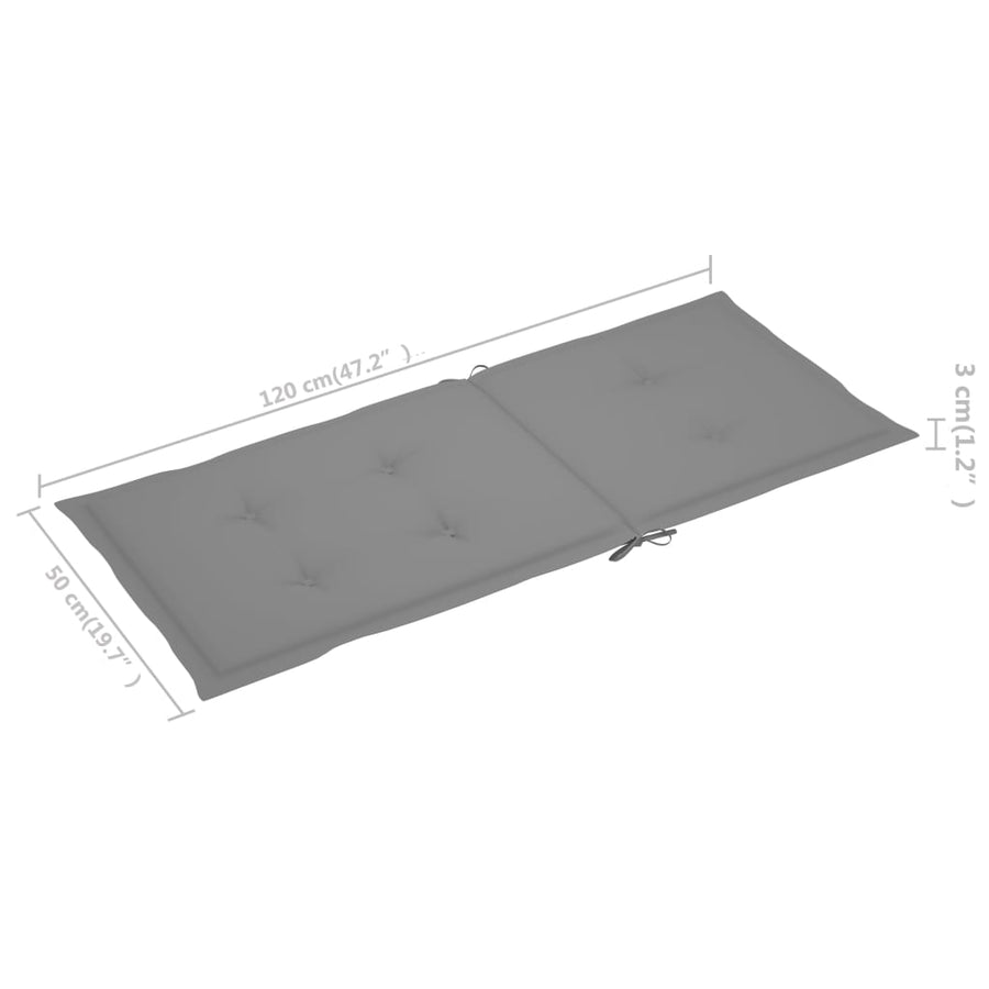 Tuinstoelen Inklapbaar Met Kussens Massief Acaciahout Grijs 6 120 x 50 x 3 cm