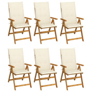 Tuinstoelen 6 st massief acaciahout inklapbaar met kussens