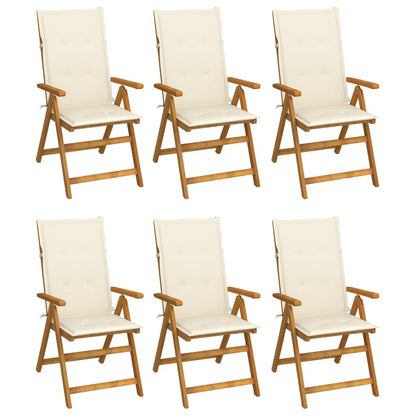 Tuinstoelen Inklapbaar Met Kussens Massief Acaciahout Crème 6 120 x 50 x 3 cm