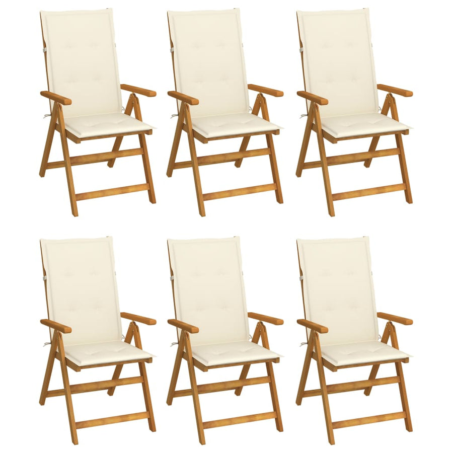 Tuinstoelen Inklapbaar Met Kussens Massief Acaciahout Crème 6 120 x 50 x 3 cm