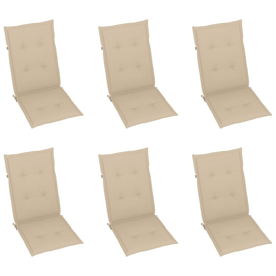 Tuinstoelen 6 St Inklapbaar Met Kussens Massief Acaciahout 120 x 50 x 3 cm Beige