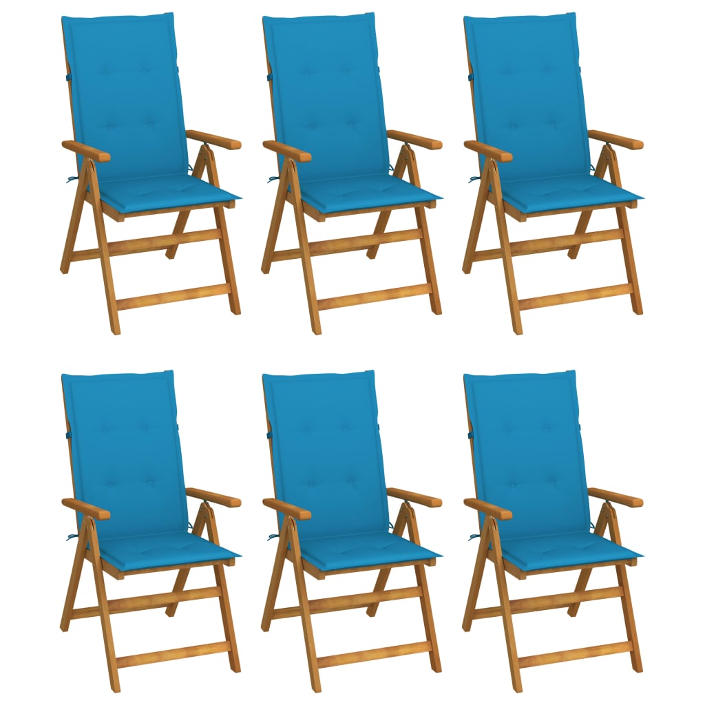 Tuinstoelen Inklapbaar Met Kussens Massief Acaciahout Blauw 6