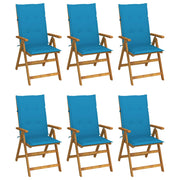 Tuinstoelen 6 stuks massief acaciahout blauw inklapbaar