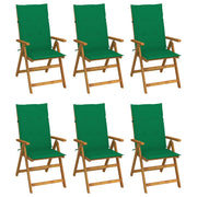 Tuinstoelen 6 st massief acaciahout inklapbaar met kussens