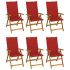 Garden chairs 6 pcs foldable with cushions solid acacia wood