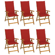 Tuinstoelen 6 st massief acaciahout inklapbaar met kussens