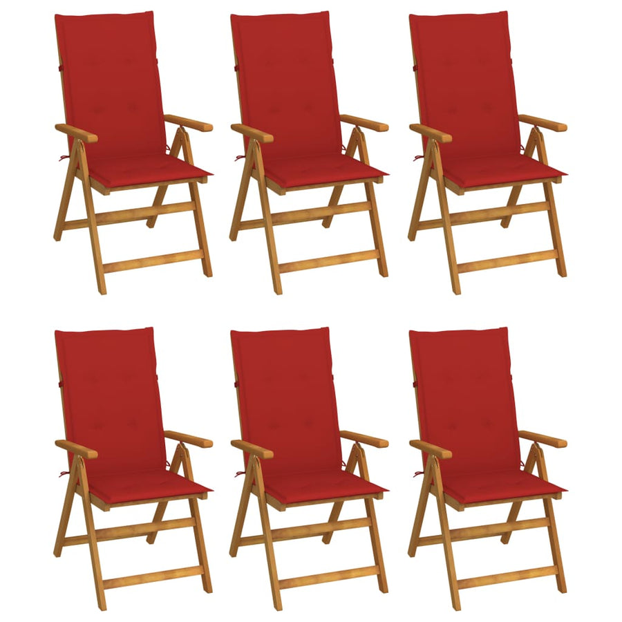 Tuinstoelen 6 st inklapbaar met kussens massief acaciahout