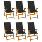 Garden chairs 6 pcs foldable with cushions solid acacia wood