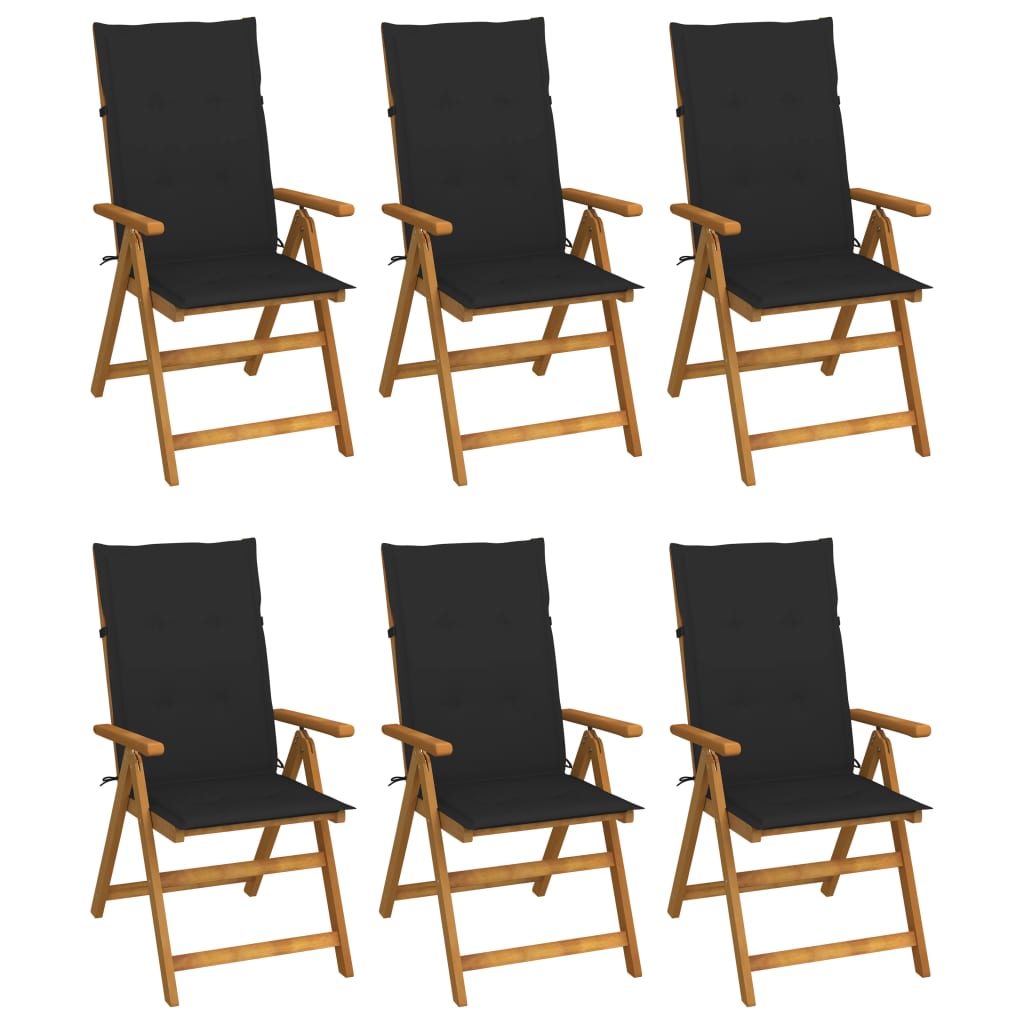 Tuinstoelen 6 st inklapbaar met kussens massief acaciahout