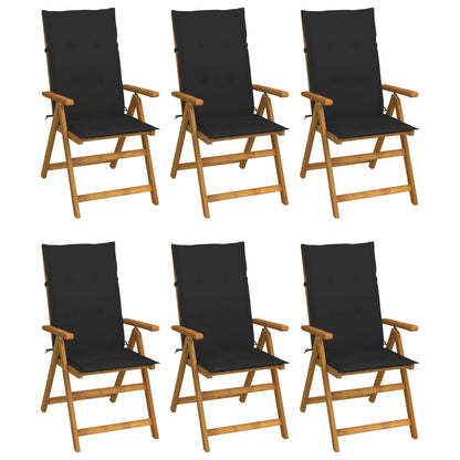 Tuinstoelen 6 st inklapbaar met kussens massief acaciahout