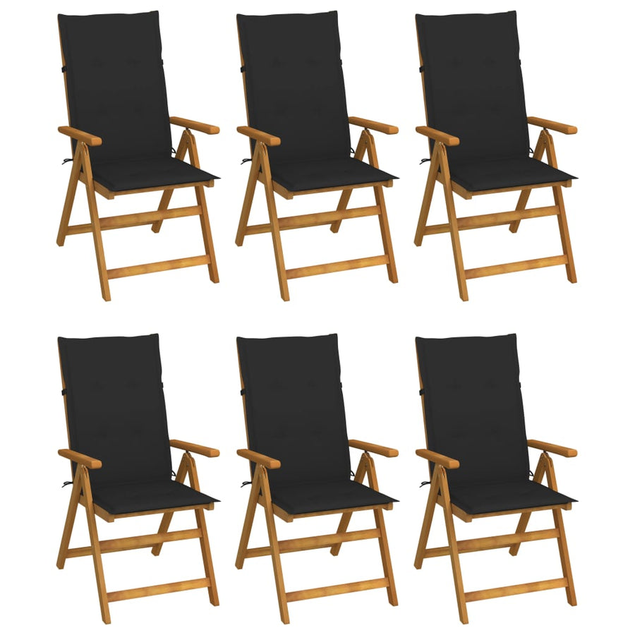 Tuinstoelen 6 st inklapbaar met kussens massief acaciahout