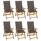 Garden chairs 6 pcs foldable with cushions solid acacia wood
