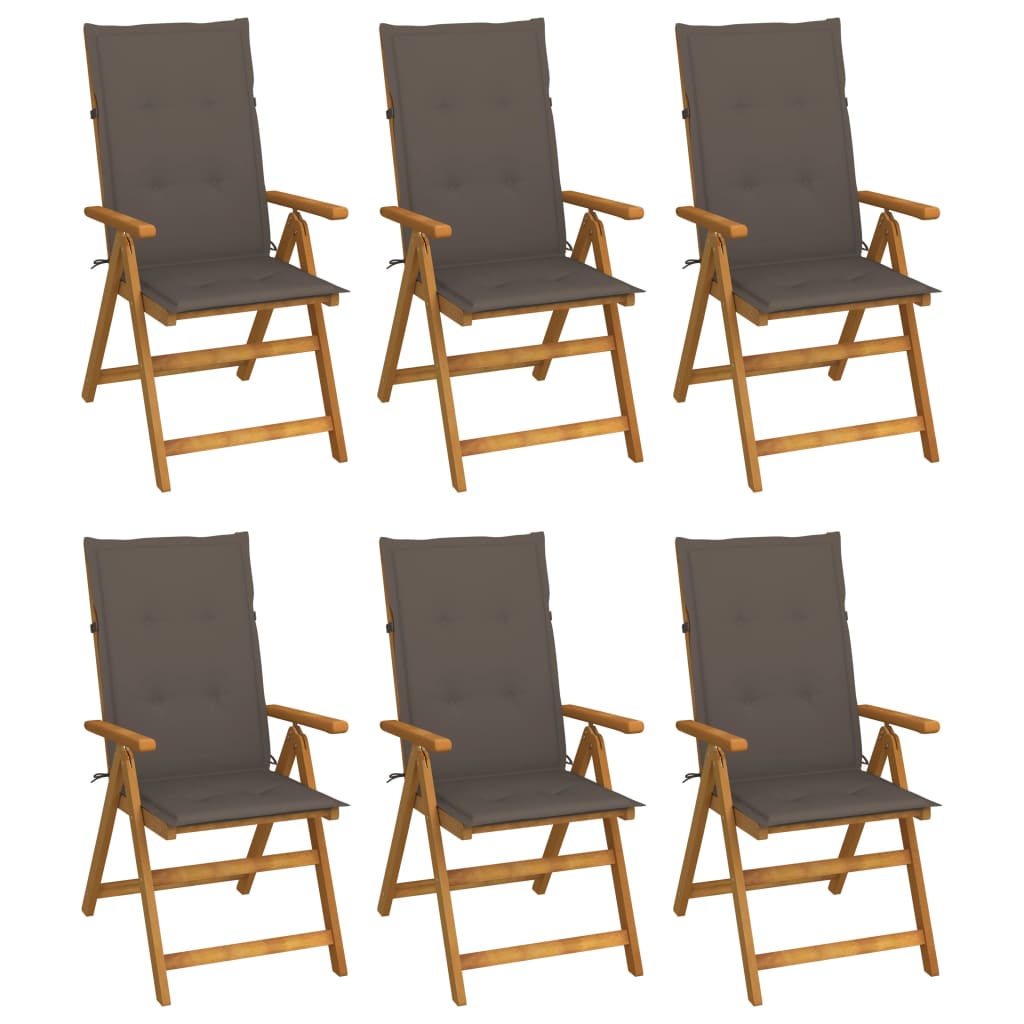 Tuinstoelen 6 st inklapbaar met kussens massief acaciahout