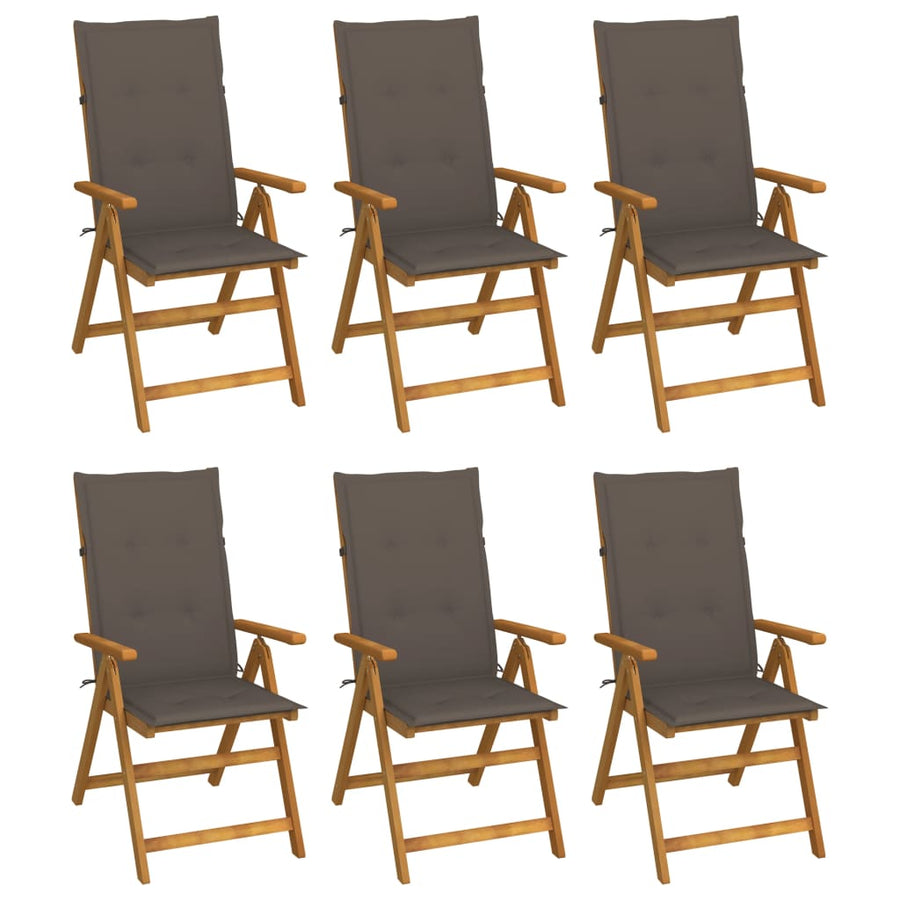 Tuinstoelen 6 st inklapbaar met kussens massief acaciahout