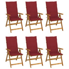 Garden chairs 6 pcs foldable with cushions solid acacia wood