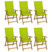 Tuinstoelen 6 st massief acaciahout inklapbaar met kussens