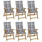 Garden chairs 6 pcs foldable with cushions solid acacia wood
