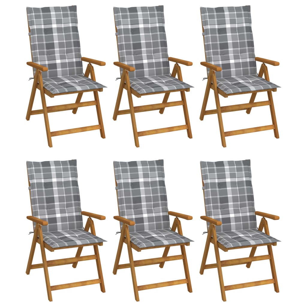 Tuinstoelen 6 st inklapbaar met kussens massief acaciahout