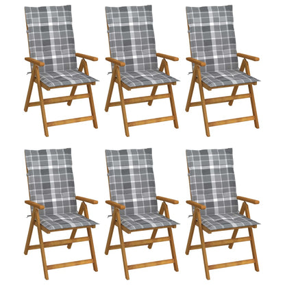 Tuinstoelen 6 st inklapbaar met kussens massief acaciahout
