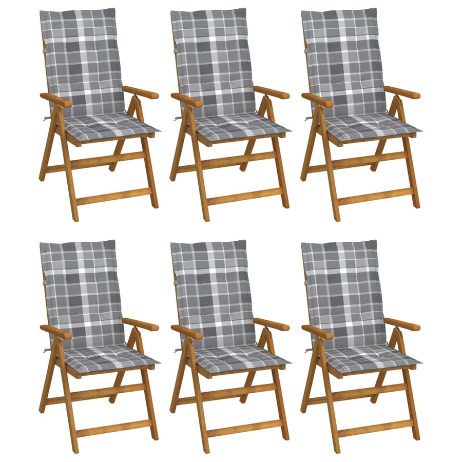 Tuinstoelen 6 st inklapbaar met kussens massief acaciahout