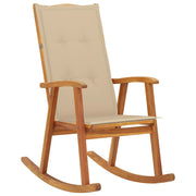 Schommelstoel massief acaciahout beige kussens