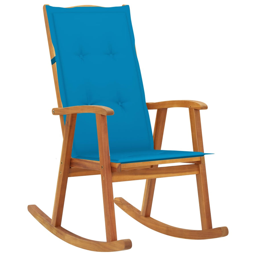 Schommelstoel Met Kussens Massief Acaciahout Blauw