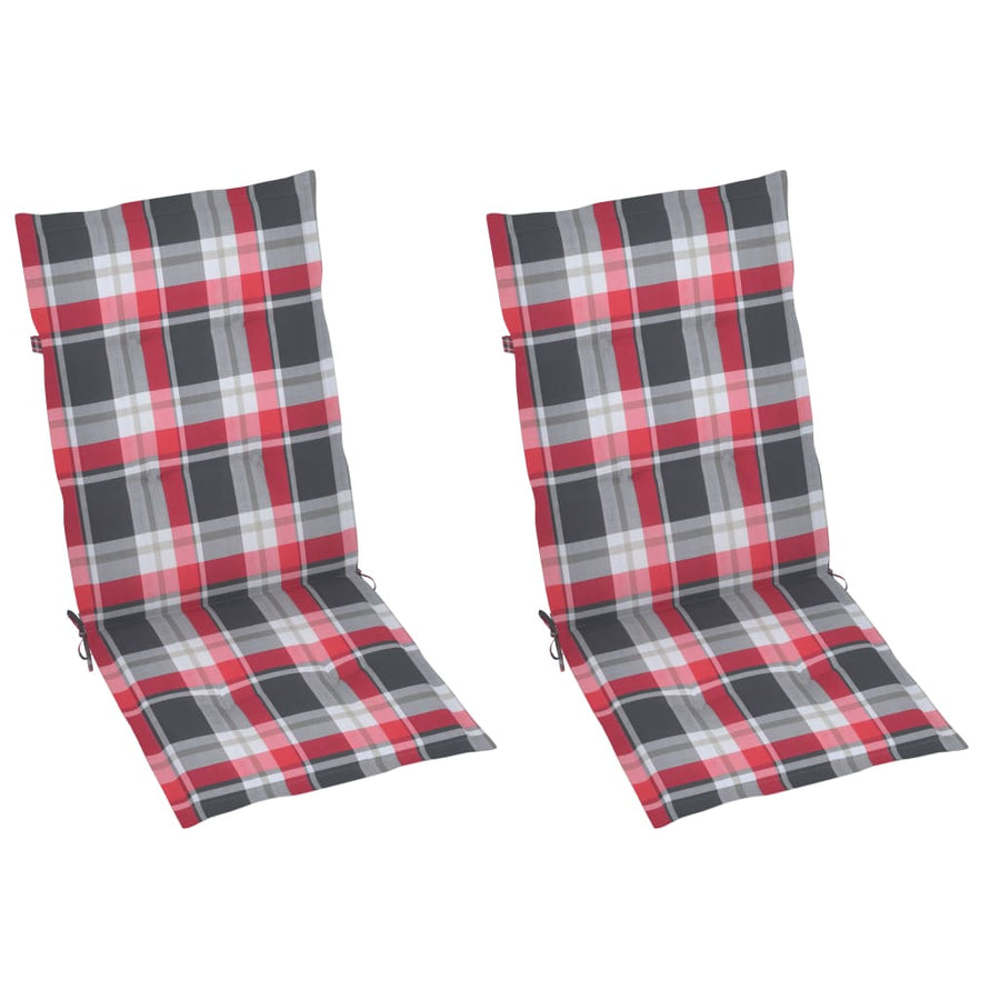 Schommelstoel Met Kussens Massief Acaciahout Rood ruitpatroon