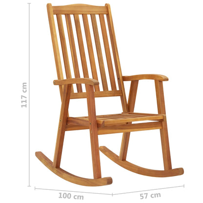 Schommelstoel Met Kussens Massief Acaciahout Rood ruitpatroon