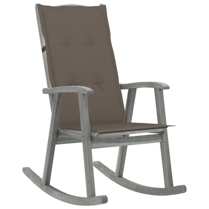 Schommelstoel Met Kussens Massief Acaciahout Grijs Taupe