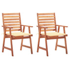 Tuinstoelen massief acaciahout crème kussens 2 stuks