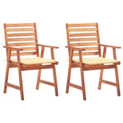 Tuinstoelen massief acaciahout crème kussens 2 stuks