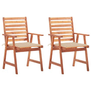Tuinstoelen massief acaciahout 2 stuks met kussens