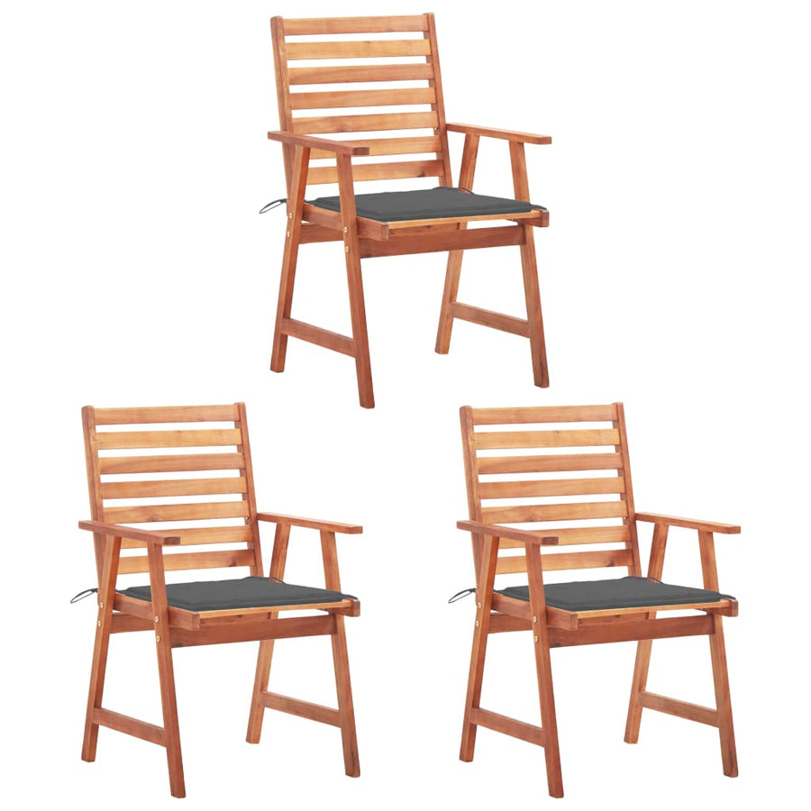 Tuinstoelen 3 St Met Kussens Massief Acaciahout Antraciet
