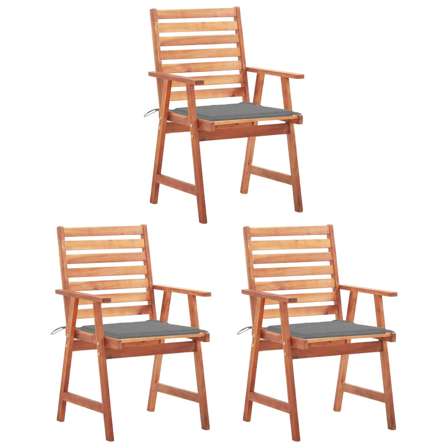 Tuinstoelen Met Kussens Massief Acaciahout 3 Grijs