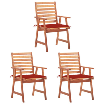 Tuinstoelen 3 St Met Kussens Massief Acaciahout Rood